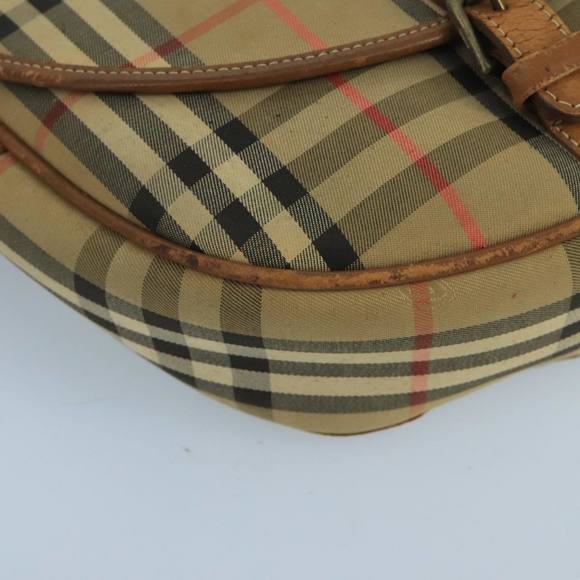 Burberrys Nova Check Shoulder Bag Canvas Beige Auth 102581